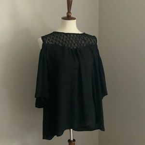 Black lace blouse with bell sleeves